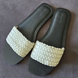 Madewell Black and Cream Woven Sandals